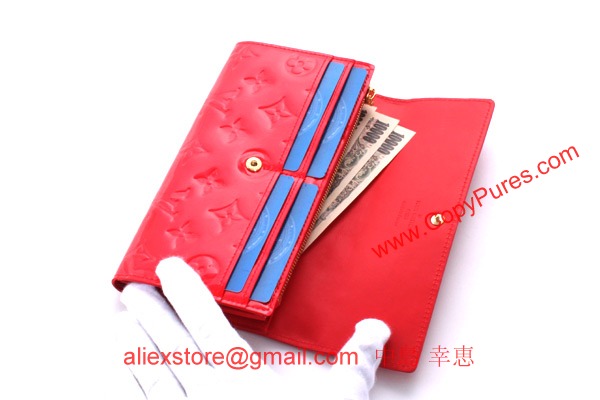 ルイヴィトン モノグラム ヴェルニ ポルトフォイユ・サラ 長財布 ルージュグルナディーヌ M91739